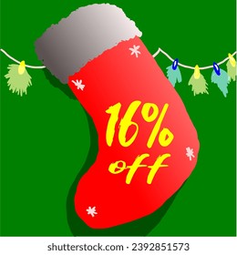 16% discount sock and christmas promotion red green white flashing flashing on the wall