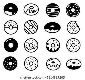 16 donut icons set vector illustration