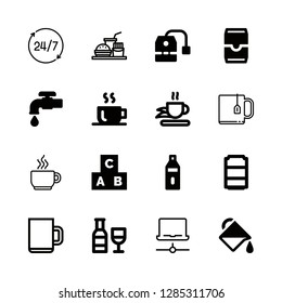 16 drink icons with wine and tea in this set