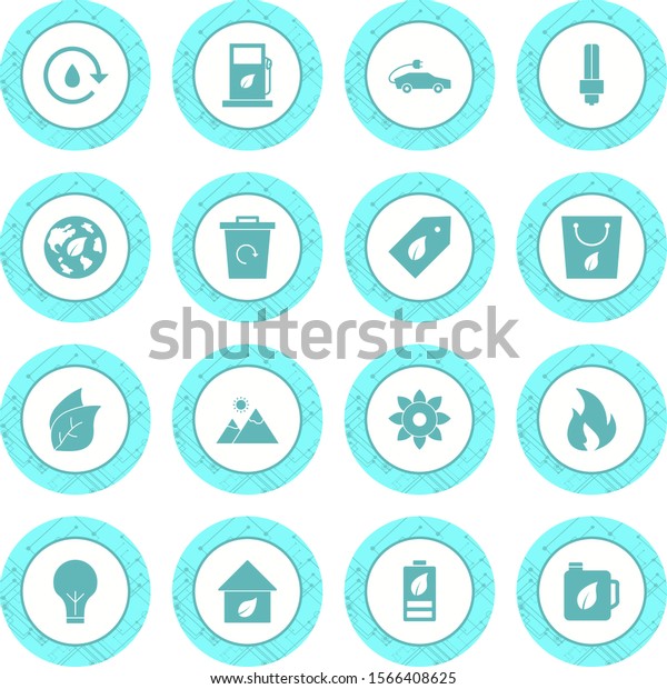 16 Eco\
Icons Sheet Isolated On White\
Background...\
