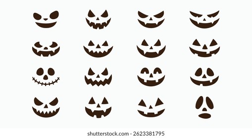 16 Editable Halloween Pumpkin Face Icons for Spooky Designs 