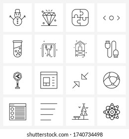 16 Editable Vector Line Icons and Modern Symbols of tube; biology; puzzle piece; button; scroll Vector Illustration