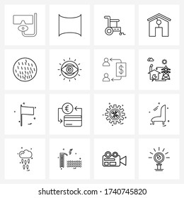 16 Editable Vector Line Icons and Modern Symbols of meal; sweet; accessibility chair; biscuit; hut Vector Illustration