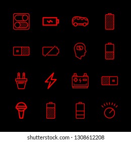 16 electrical icons with microphone outlined tool and switch in this set