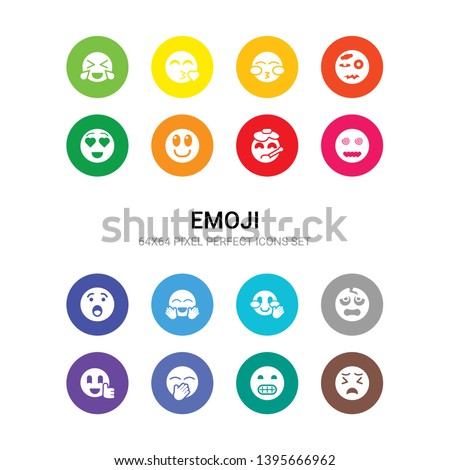 16 emoji vector icons set included frowning with open mouth emoji, grinning emoji, hand over mouth happy headache hello hugging hushed hypnotized ill imagine icons