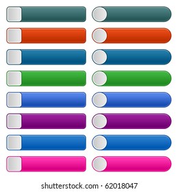 16 empty web 2.0 button navigation panel. Colorful rounded rectangle shapes on white background