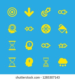 16 falling icons with concentric circles and down with gross arrow in this set