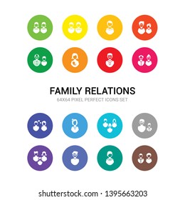 16 family relations vector icons set included brother, cousin, ex-husband, family, father, father-in-law, fianc?e, girlfriend, grandparents, husband, mother icons