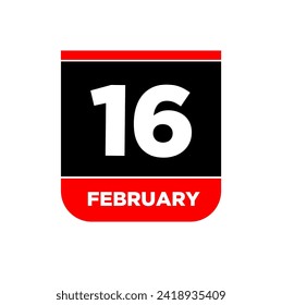 icono vectorial del día del calendario 16 de febrero
