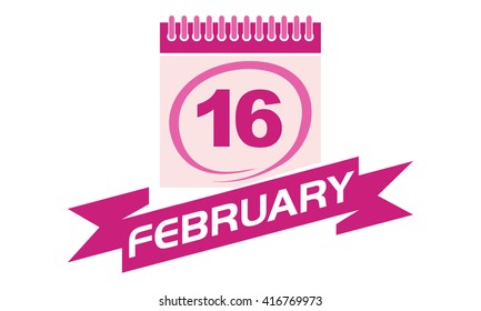 16  February Calendar with Ribbon