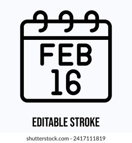 16 February Calendar, Vector Calendar Icon.