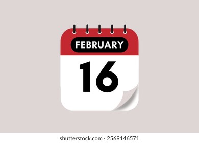 16 February month single day vector, illustration, calendar with maroon, rose and white color background calendar February 16