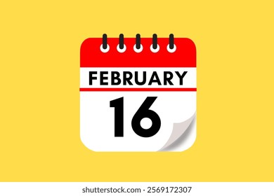 16 February month single day vector, illustration, calendar with maroon, rose and white color background calendar February 16