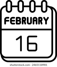 16 February Vector Line Icon Design