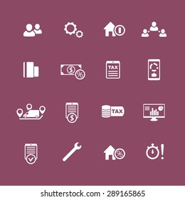 16 finance, costs, tax flat icons, vector illustration, eps10, easy to edit