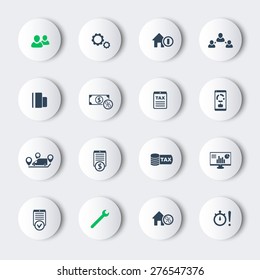 16 finance, costs, tax round modern icons, vector illustration, eps10, easy to edit