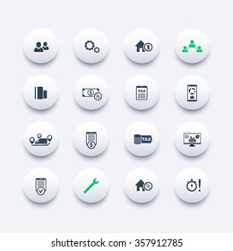 16 finance, costs, tax round modern icons, business analytics, statistics, vector illustration