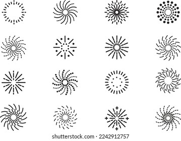16 firework happy new year celebration party graphic abstract vector element illustration flat design set