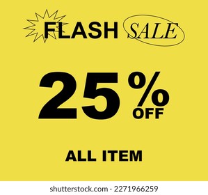 16% Flash sale Special Offer vector art illustration on yellow background. Eps 10
