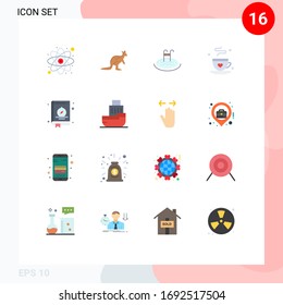 16 Flat Color concept for Websites Mobile and Apps fathers day; dad; kangaroo; coffee; swimming Editable Pack of Creative Vector Design Elements