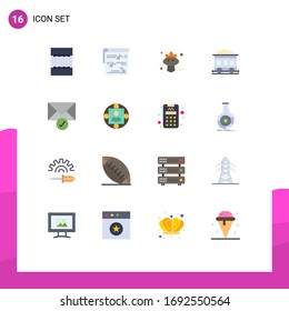 16 Flat Color concept for Websites Mobile and Apps manager; sent; bird; mail; train Editable Pack of Creative Vector Design Elements