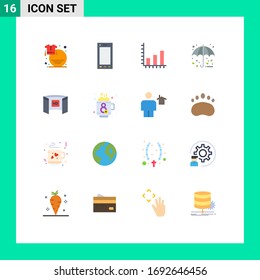 16 Flat Color concept for Websites Mobile and Apps cinematography; rain; tablet; protection; graph Editable Pack of Creative Vector Design Elements