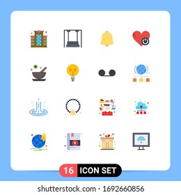 16 Flat Color concept for Websites Mobile and Apps like; switch; kindergarten; off; sound Editable Pack of Creative Vector Design Elements