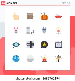 16 Flat Color concept for Websites Mobile and Apps bynny; vessel; payment; speed; vegetable Editable Pack of Creative Vector Design Elements