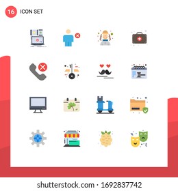 16 Flat Color concept for Websites Mobile and Apps call; add; human; bag; man Editable Pack of Creative Vector Design Elements