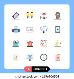 16 Flat Color concept for Websites Mobile and Apps halloween; death; fried; coffin; park Editable Pack of Creative Vector Design Elements