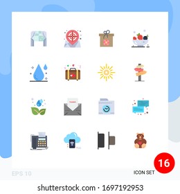 16 Flat Color Concept for Websites Mobile und Apps Drop; Blut; Geschenk; trinken; Beeren Editable Pack von kreativen Vektorillustration Design Elements