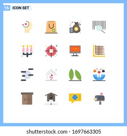 16 Flat Color concept for Websites Mobile and Apps candle dinner; search; package; product; money Editable Pack of Creative Vector Design Elements