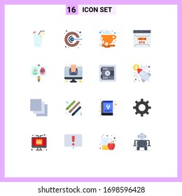 16 Flat Color concept for Websites Mobile and Apps egg; page; break; error; develop Editable Pack of Creative Vector Design Elements