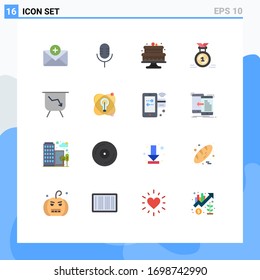 16 Flat Color concept for Websites Mobile and Apps finance; reward; baking; ribbon; medal Editable Pack of Creative Vector Design Elements
