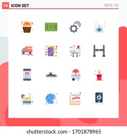 16 Flat Color concept for Websites Mobile and Apps vehicle; delivery; gears; truck; perfume Editable Pack of Creative Vector Design Elements