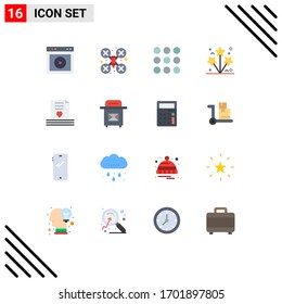 16 Flat Color concept for Websites Mobile and Apps invitation; spark; drone robot; party; firework Editable Pack of Creative Vector Design Elements