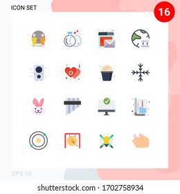 16 concepto de color plano para los sitios web móviles y servidores de aplicaciones; base de datos; anillos; datos; paquete editable en línea de elementos de diseño de vectores creativos