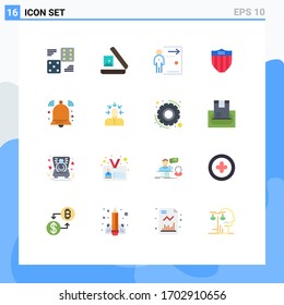 16 Flat Color concept for Websites Mobile and Apps alert; seurity; door; shield; person Editable Pack of Creative Vector Design Elements