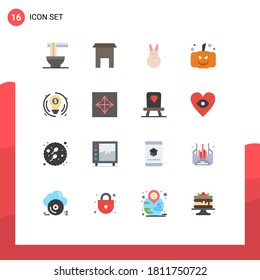 16 Flat Color concept for Websites Mobile and Apps circle; bulb; bunny; scary; halloween Editable Pack of Creative Vector Design Elements