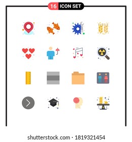 16 Flat Color concept for Websites Mobile and Apps fun; wheat; nutrition; thanksgiving; bottle Editable Pack of Creative Vector Design Elements