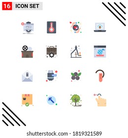 16 Flat Color concept for Websites Mobile and Apps ticket; entertainment; hands; cinema; laptop Editable Pack of Creative Vector Design Elements