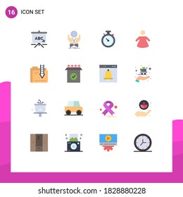 16 Flat Color concept for Websites Mobile and Apps download; content; compass; archive; people Editable Pack of Creative Vector Design Elements