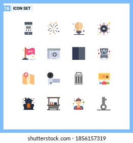 16 Flat Color concept for Websites Mobile and Apps bar; market; idea; ipo; marketing Editable Pack of Creative Vector Design Elements