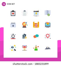 16 concepto de color plano para Websites Mobile y Apps party; calendario; actividad; cumpleaños; paquete editable de ubicación de elementos de diseño de vectores creativos