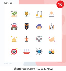 16 Flat Color concept for Websites Mobile and Apps building; man; innovation; administrator; audio Editable Pack of Creative Vector Design Elements