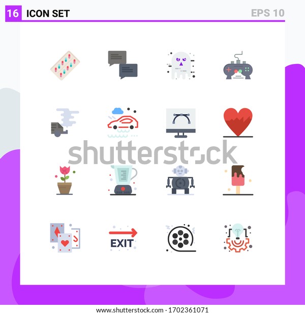 16 Flat Color concept for Websites Mobile and\
Apps play station; video; avatar; pad; scary Editable Pack of\
Creative Vector Design\
Elements