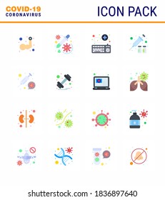 16 Flat Color coronavirus epidemic icon pack suck as virus vaccine; flu; vaccine; survice; online viral coronavirus 2019-nov disease Vector Design Elements