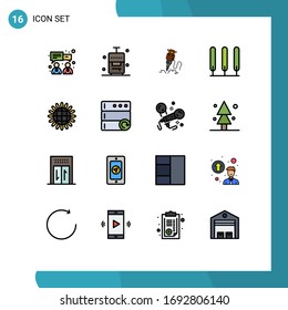 16 Flat Color Filled Line concept for Websites Mobile and Apps thanksgiving; harvest; building; tree; cypress Editable Creative Vector Design Elements
