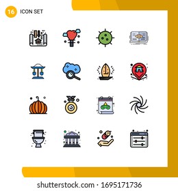 16 Flat Color Filled Line concept for Websites Mobile and Apps drum; view; biology; eye; knowledge Editable Creative Vector Design Elements