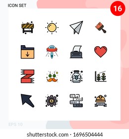 16 Flat Color Filled Line concept for Websites Mobile and Apps ufo; alien; brush; insert; document Editable Creative Vector Design Elements